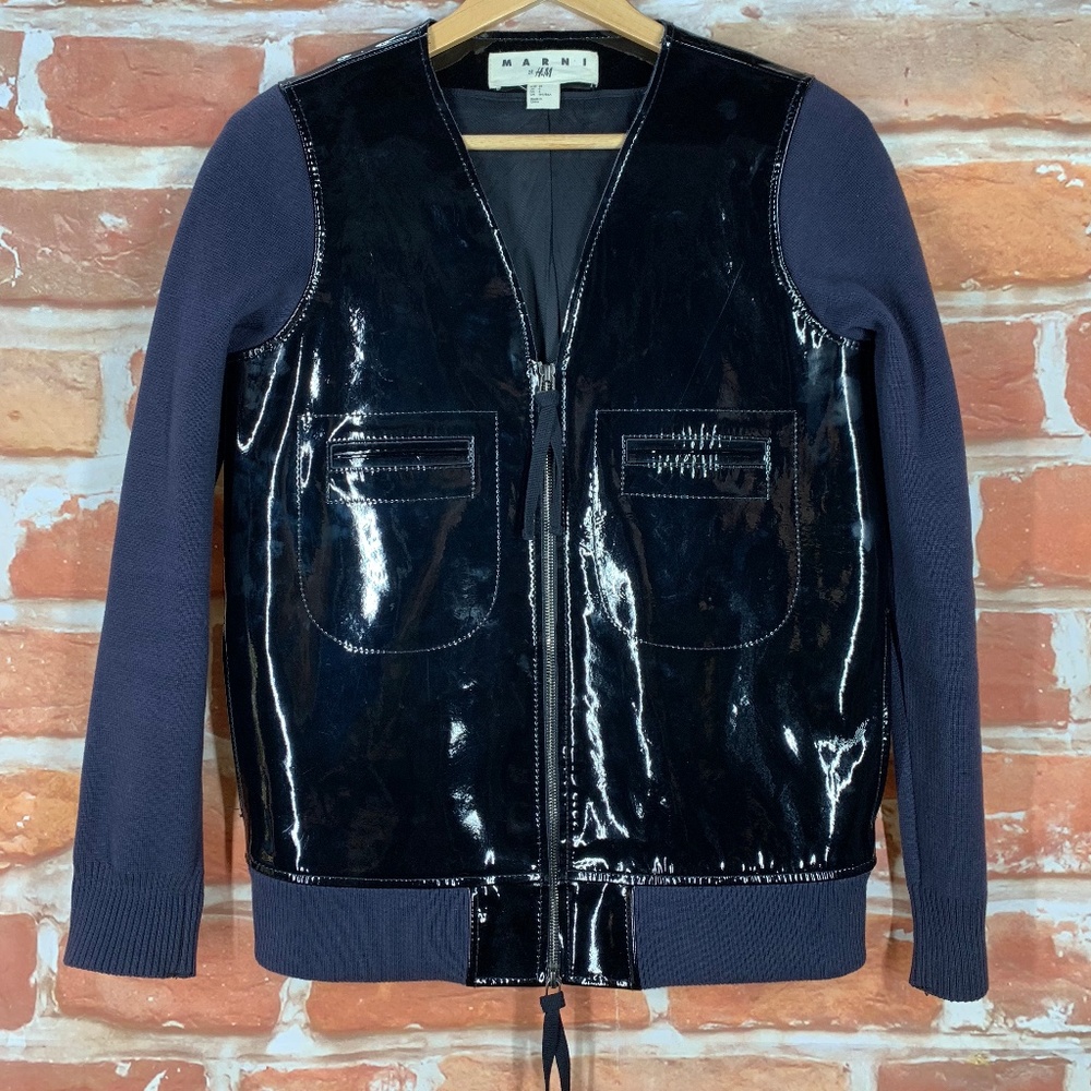 Marni H&M Patent Leather Classic Black Navy Jacket